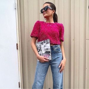 Cloud Ten Structured Sequin Crop Top NWT